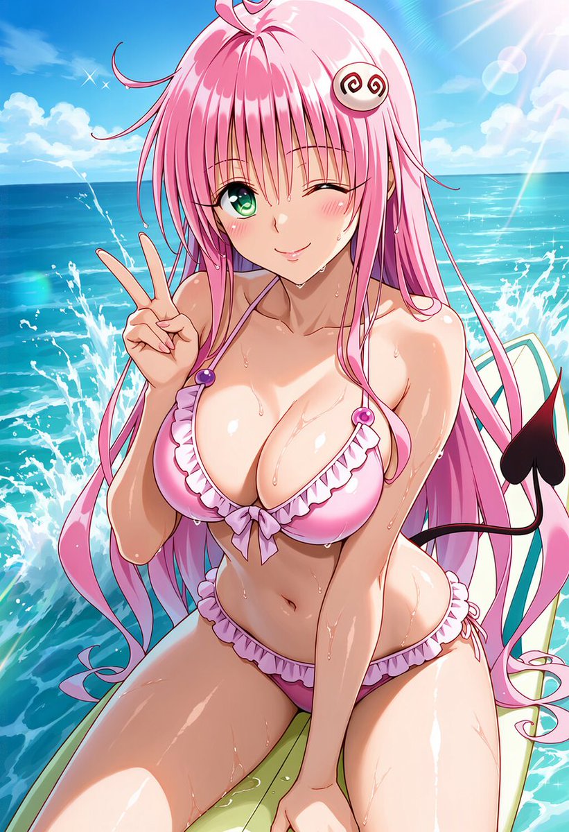 DanielaFornmr's tweet photo. いい波きたーっ!🏄‍♀️
「ねぇねぇ、一緒に乗ろうよ〜!」

ララ / Lala Satalin Deviluke(To LOVEる / To LOVE-Ru)
#ToLOVEる #ララ
Beach-day fanart, SFW. https://t.co/OMgvQvS8nk