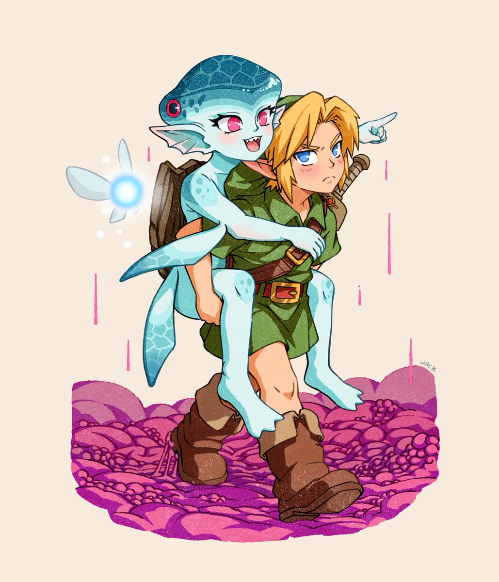 art_of_jack's tweet photo. DAY 13: Zora 🐟💧
•
Rescuing Princess Ruto! Everyone talks about the water temple being their least favorite, but MAN Jabu Jabu’s belly was gross. 

#thelegendofzelda #ocarinaoftime #linktober2026 #zora #princessruto https://t.co/IDxZchHG61