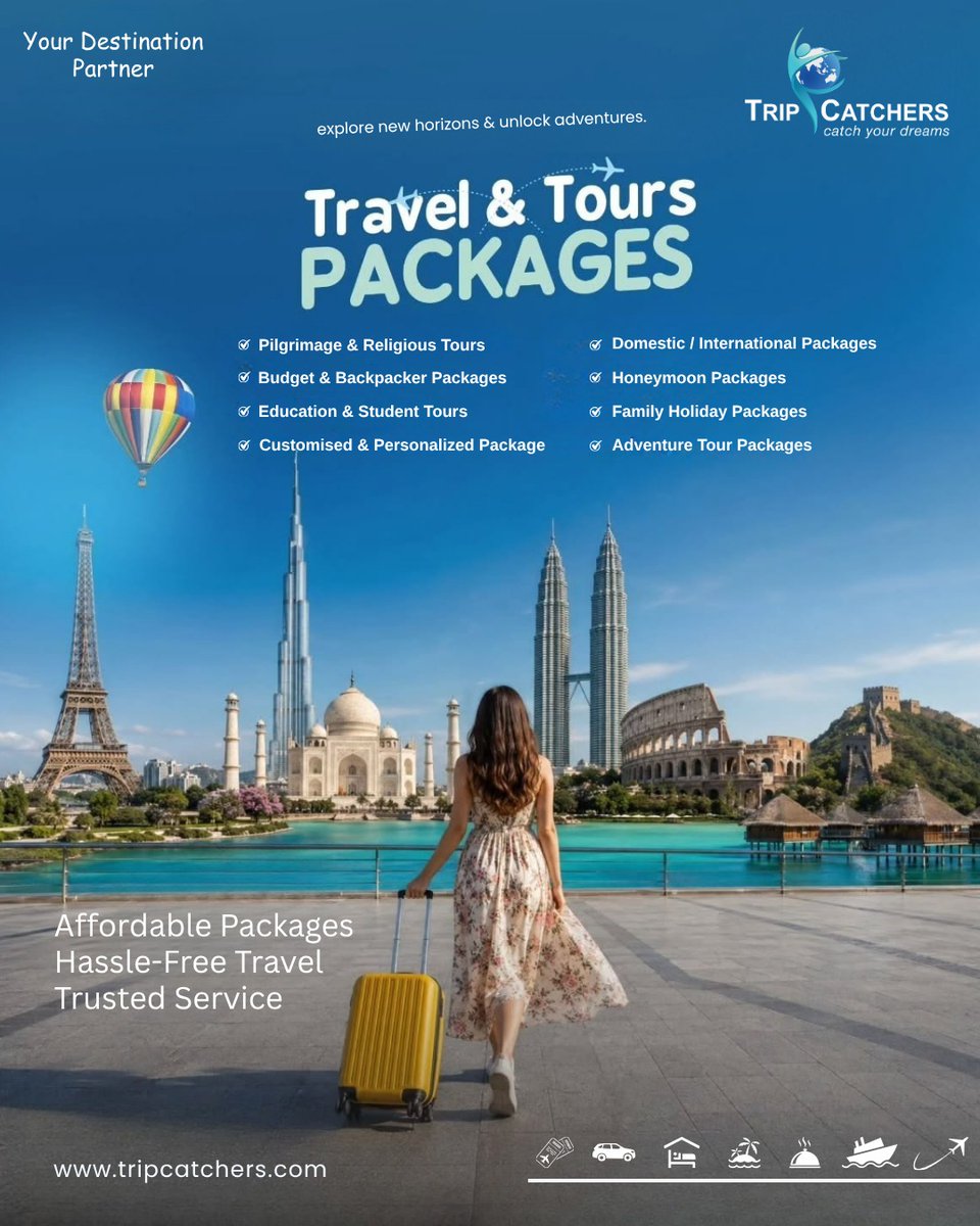 hasmiig's tweet photo. Your Journey. Your Dreams. Our Commitment. Your dream destination is closer than you think. Whether you're planning a pilgrimage, family vacation, honeymoon, student tour, adventure trip, or international getaway, Trip Catchers is your trusted https://t.co/Yvet1b7Hmy