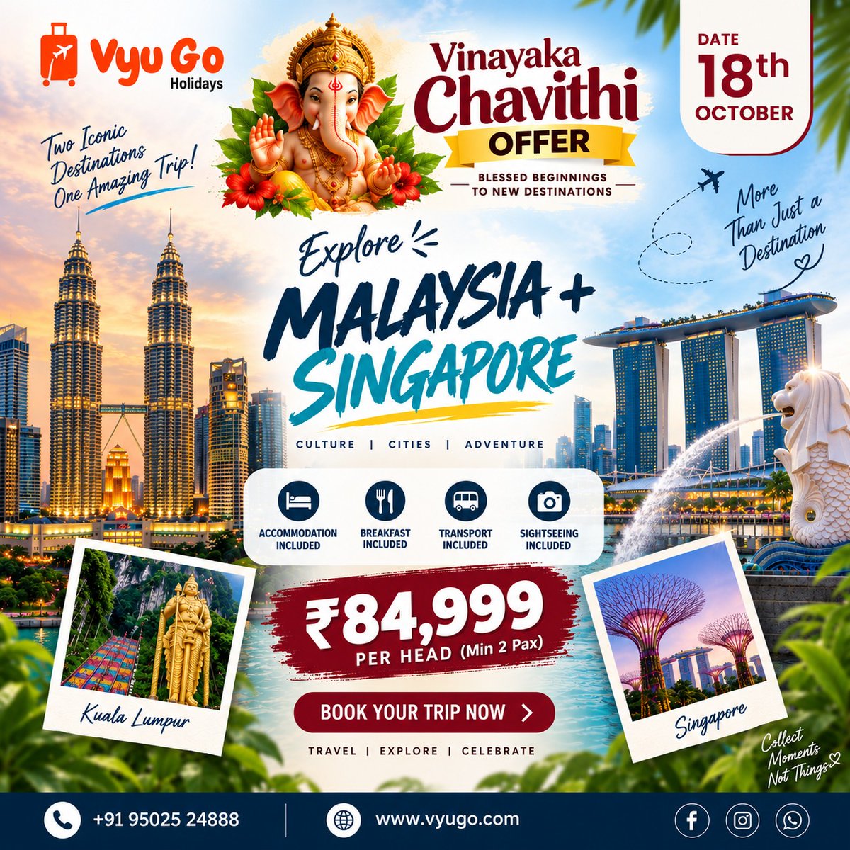 pamesaravia's tweet photo. Explore the vibrant charm of Malaysia and the stunning beauty of Singapore with VyuGo Travels. From iconic landmarks and breathtaking cityscapes to memorable experiences, get ready for a journey https://t.co/iFMR018Fx7