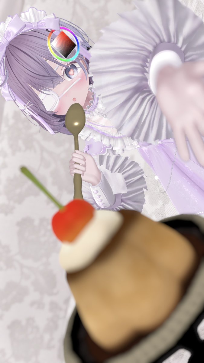 tiruexe's tweet photo. おはよぉ～
ねぇねぇ...そのプリン一１口頂戴？♡
#輝夜 #VRChat https://t.co/NJ4SFdyO2Z