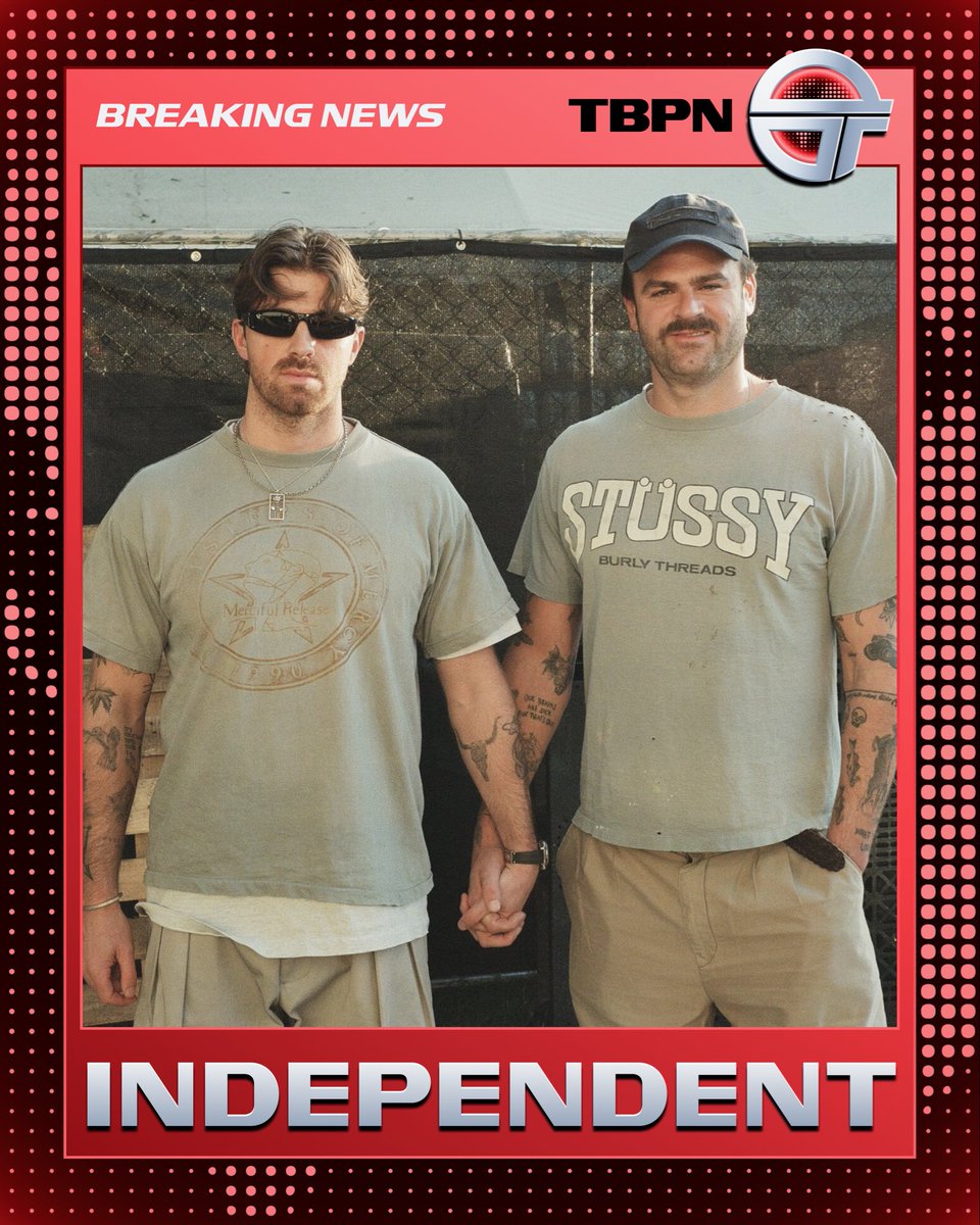 tbpn's tweet photo. BREAKING: @AlexPallNY and @drewtaggart of The Chainsmokers are now independent artists https://t.co/xLLGJywyl0