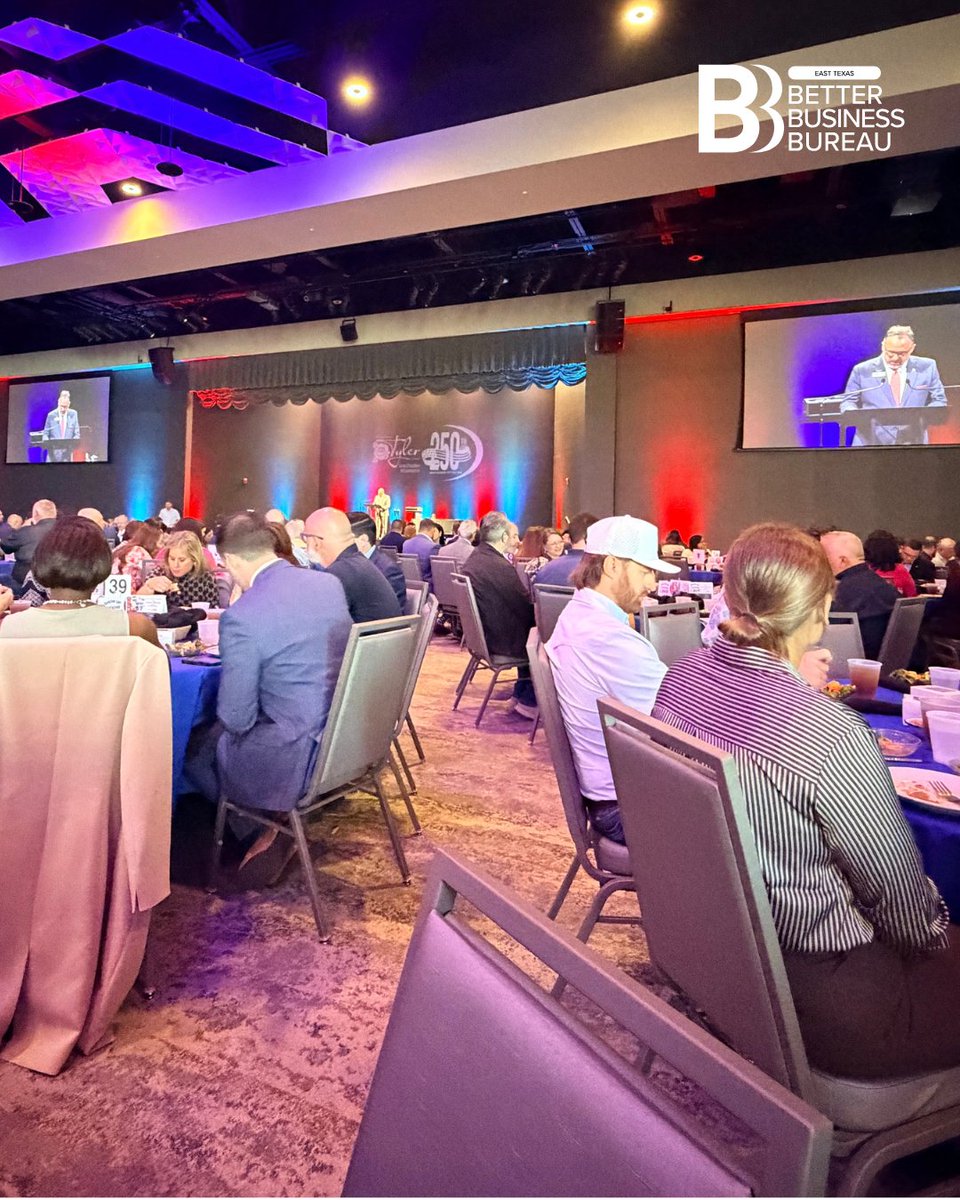 BBBCET's tweet photo. In East Texas, a good reputation travels faster than any ad. Congrats to the businesses honored at the Tyler Area Chamber’s luncheon. Accreditation makes sure what people hear about you is backed by real standards. Own a business here? Call 903-581-5704.
#bbb #etx #community https://t.co/iVjD6nZT8g