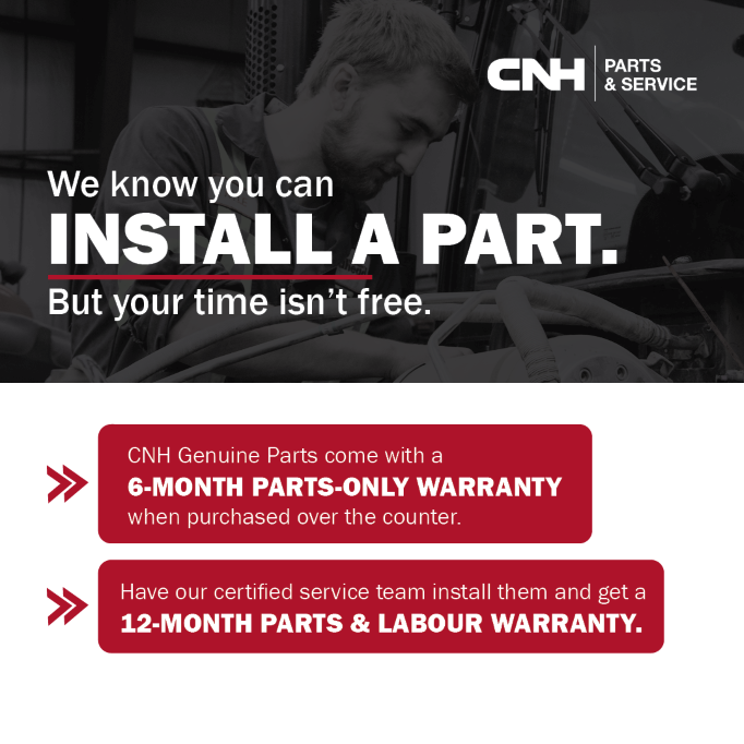 RedheadEquip's tweet photo. Genuine CNH parts purchased at Redhead Equipment come with 6 month warranty. ⚙️ 

Plus, if you have our certified technicians install the part,
warranty extends to 12 months AND includes coverage on labour. 🔧

#redheadequipment #growbuildhaul #cnh https://t.co/olXjNnP4pZ