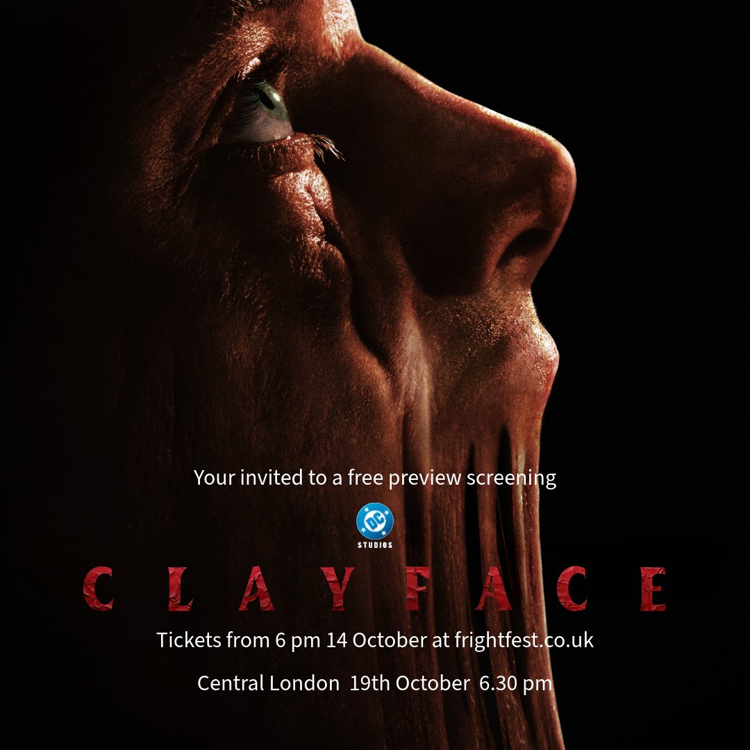 FrightFest's tweet photo. We’ve got another treat for you, FrightFesters, this time, it’s CLAYFACE! Head to the FrightFest website TOMORROW (14 October) at 6pm to grab your free tickets. Be quick, these won’t hang around for long! https://t.co/BsDdd9dmqu