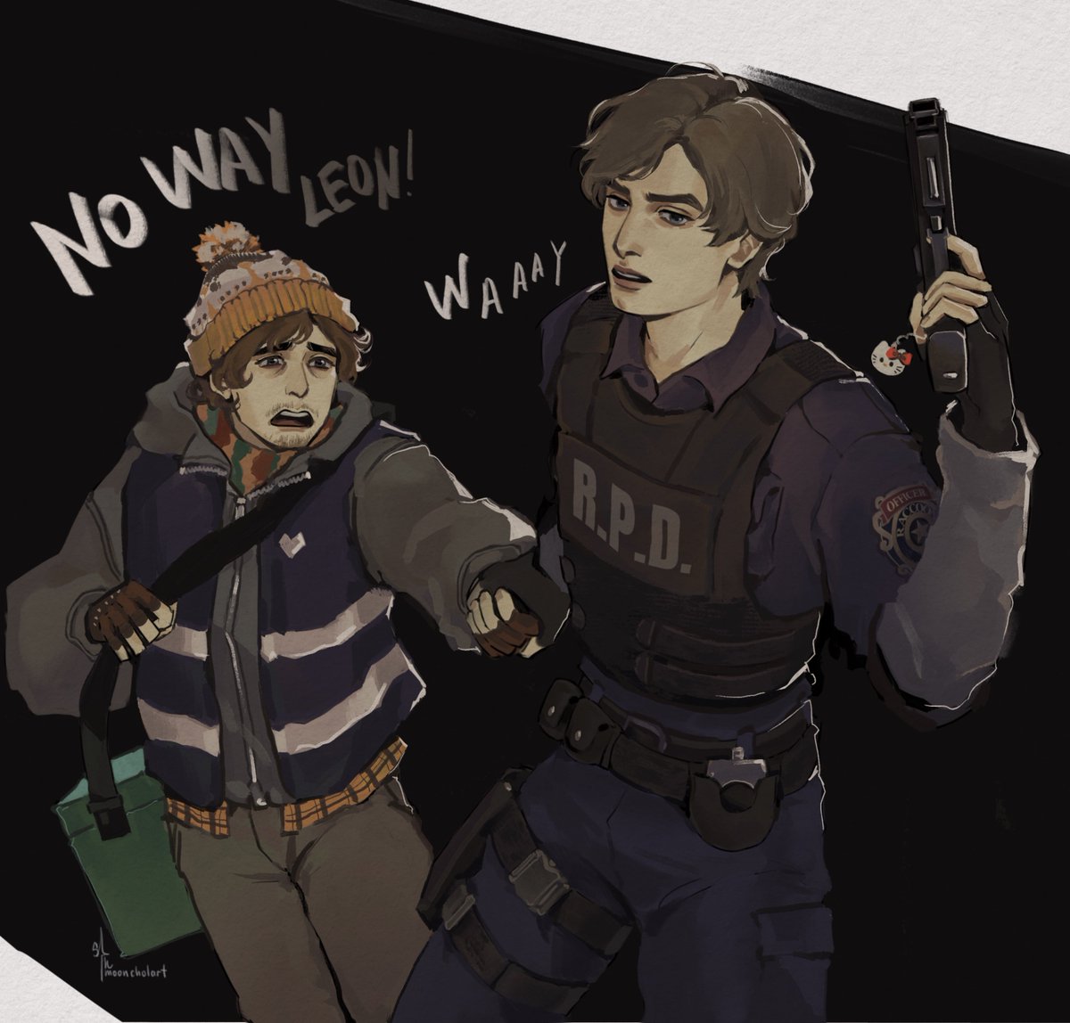 mooncholart's tweet photo. They're on the mission 
#ResidentEvil #bryanhodukavich #leonskennedy https://t.co/0ZKGmJqRJY