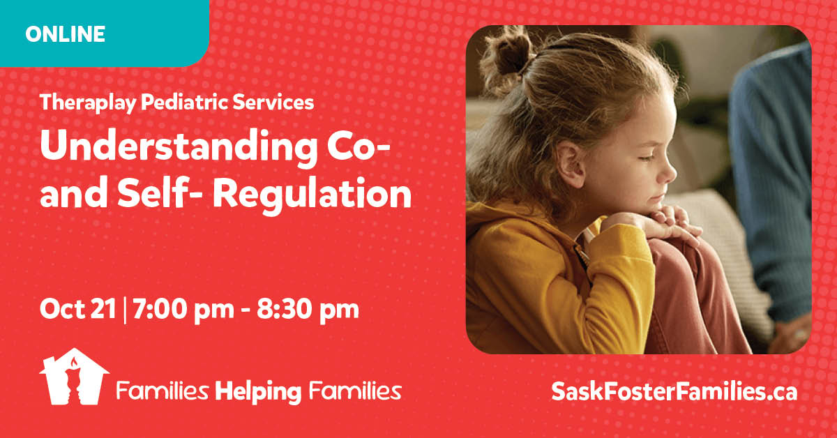 saskfoster's tweet photo. Learn how co- and self-regulation develop, what influences the ability to stay regulated, &amp; practical sensory, interaction, &amp; environmental strategies to support emotional &amp; behavioural regulation. Registration must be received no later than October 19th.

https://t.co/56y4Tt73Fv https://t.co/u3oUL5gAPc