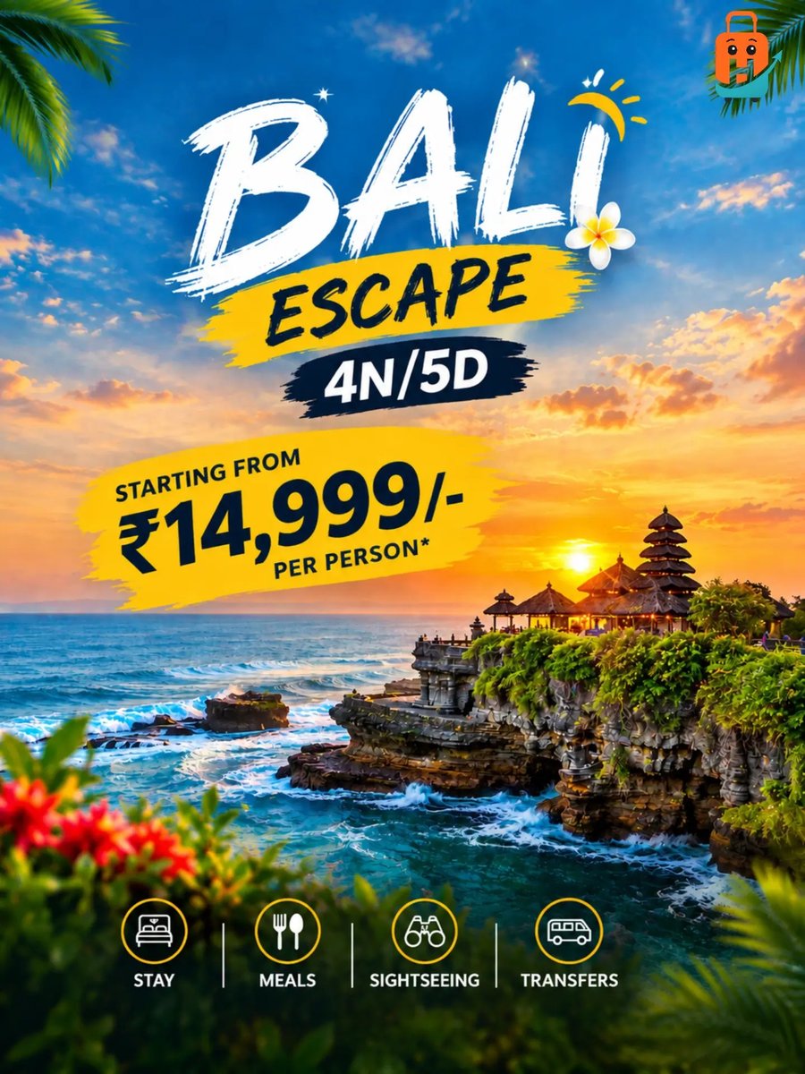 annaTWD's tweet photo. 🌴 YOUR BALI GETAWAY AWAITS! 🇮🇩✨
Dreaming of a tropical Bali holiday? 🌊🌅
Experience Bali in 4 Nights / 5 Days with comfortable stays, selected meals, sightseeing and hassle-free transfers. ✨ Bali 4N/5D Holiday Package
💰 Starting ₹14, 999/- https://t.co/4IxhSSEyGE