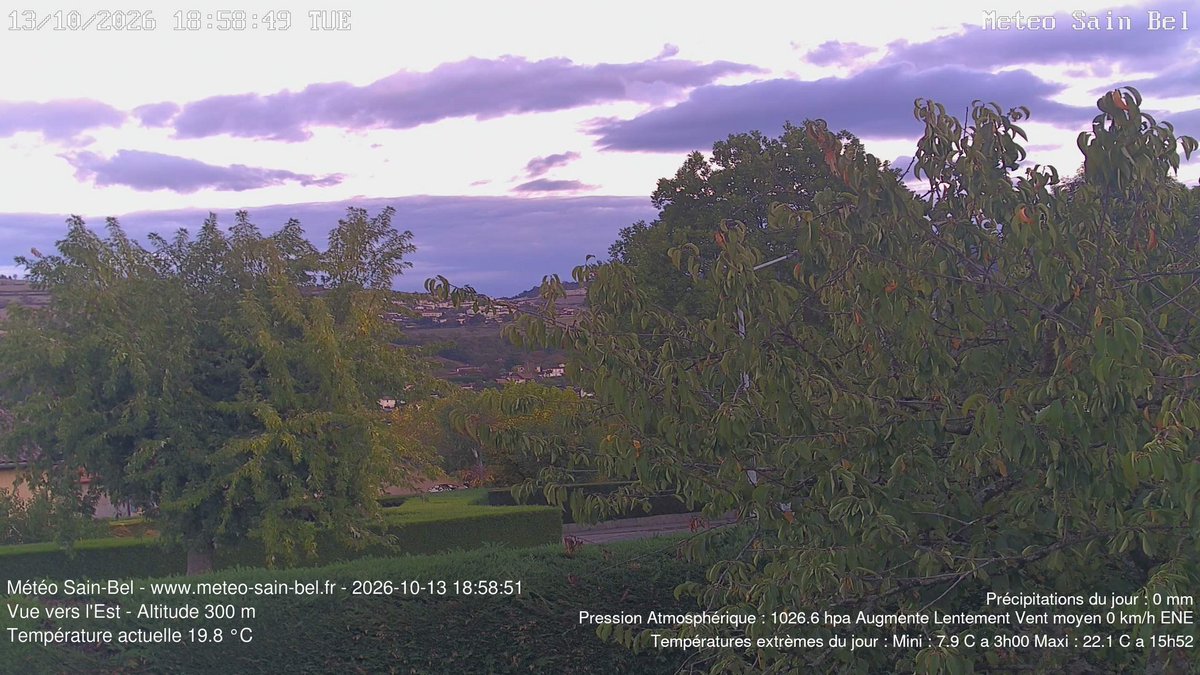pichej's tweet photo. Quelle météo à l'heure du couché du soleil ? #SainBel #meteodujour #meteo #sunset #rhone #webcam https://t.co/RntMGIv1O4
