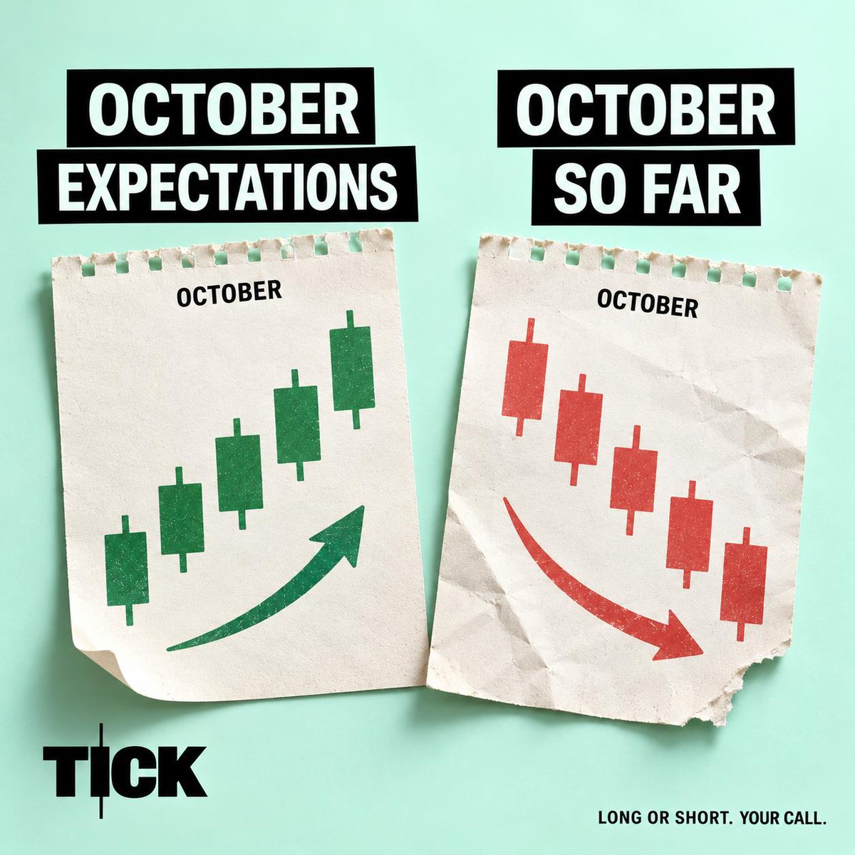 tryTick's tweet photo. Everyone said Uptober.
Someone forgot to tell the market.

Long or short. Your call. https://t.co/FTtaGzyAfD