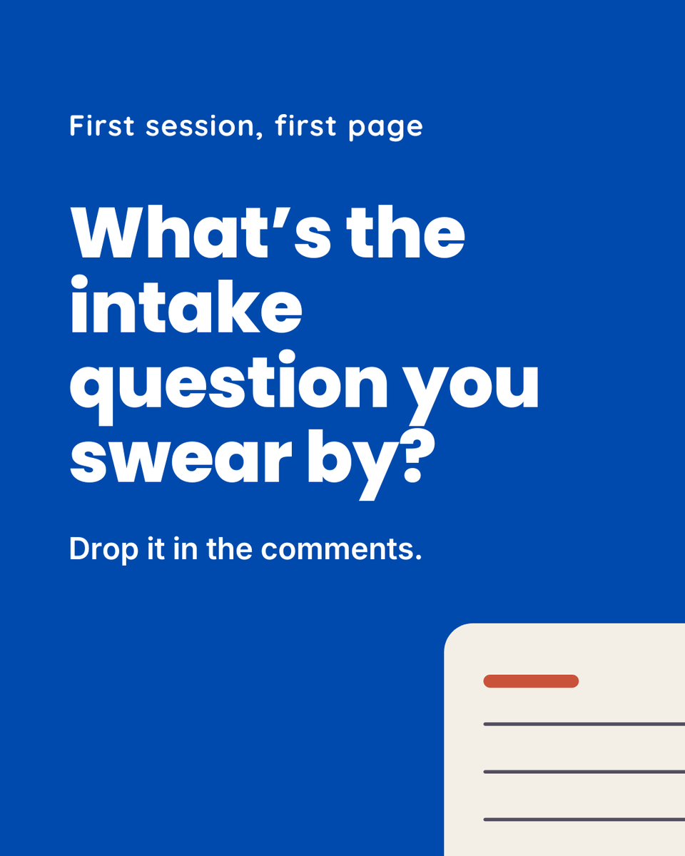 PESIinc's tweet photo. Ten minutes into a first session, one good question can save you ten weeks.

Some clinicians swear by “why now, and not six months ago?” Others go straight to “what should be different by the time we’re done?”

Tell us yours in the replies, and steal a few while you’re there. https://t.co/7x5vPMcPdE