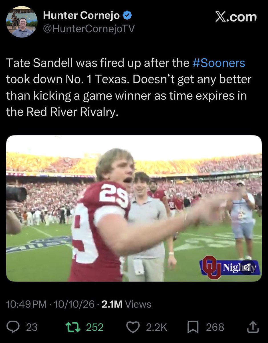 TheGreat_Nate's tweet photo. Extremely proud of the work the @OUNightly sports team did in Dallas while covering the #RedRiverRivalry. Their work turned out great for our broadcasts. They also reached millions of people through their work on social media. Very proud! https://t.co/sauwixZaPo