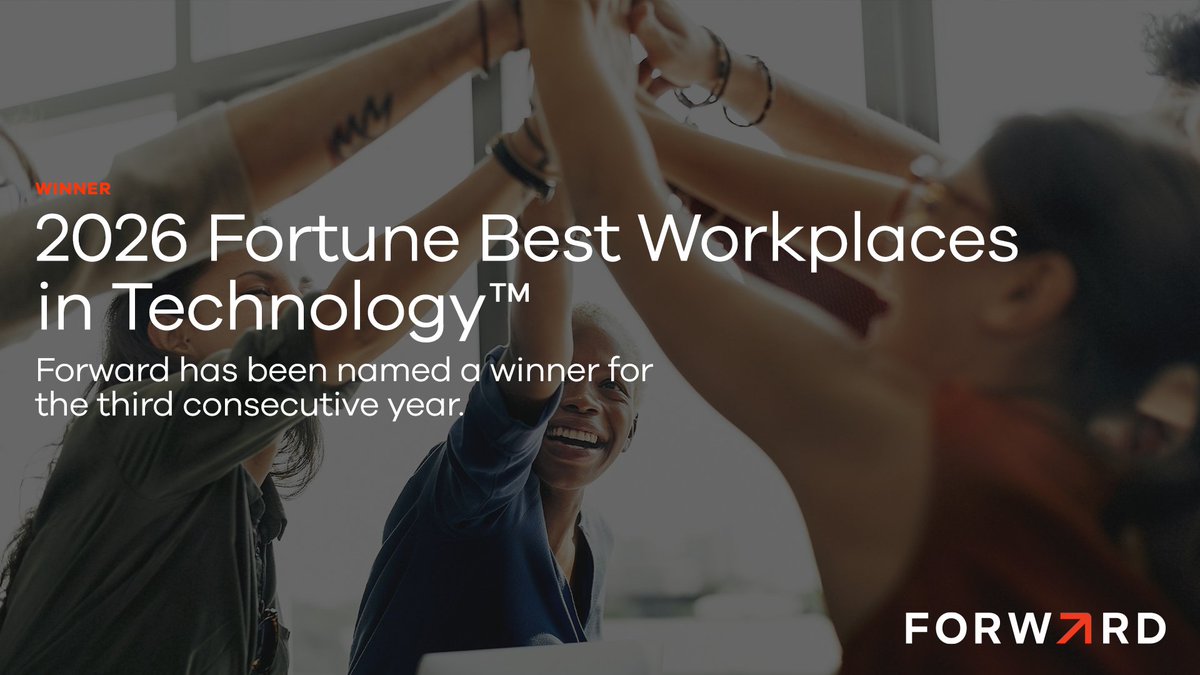 forwardnetworks's tweet photo. For the third year in a row, Forward has been named one of the 2026 Fortune #BestWorkplaces in Technology™. Thank you to every Forward team member who makes this a place where people choose to stay and grow. Read the announcement: https://t.co/x195Sq216p
#GreatPlaceToWork https://t.co/OoQnkjkGeE