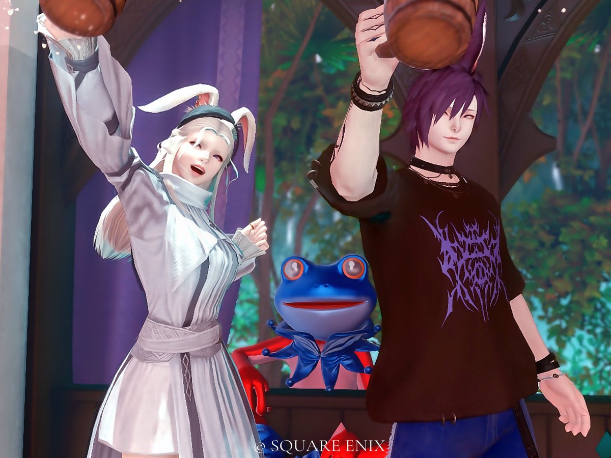 Chichiri__Noah's tweet photo. ド深夜タイムに #artemisff14 さんにお邪魔して
あめりさんとお話ししてきたゾ🫰

カエルスーツになったり服が弾け飛んだりして
大変困らせたゾ、すまんな！！！！！！

楽しい時間をありがとうございました😎

#FF14SS
#FF14対話店 https://t.co/LFOeNSOcM9