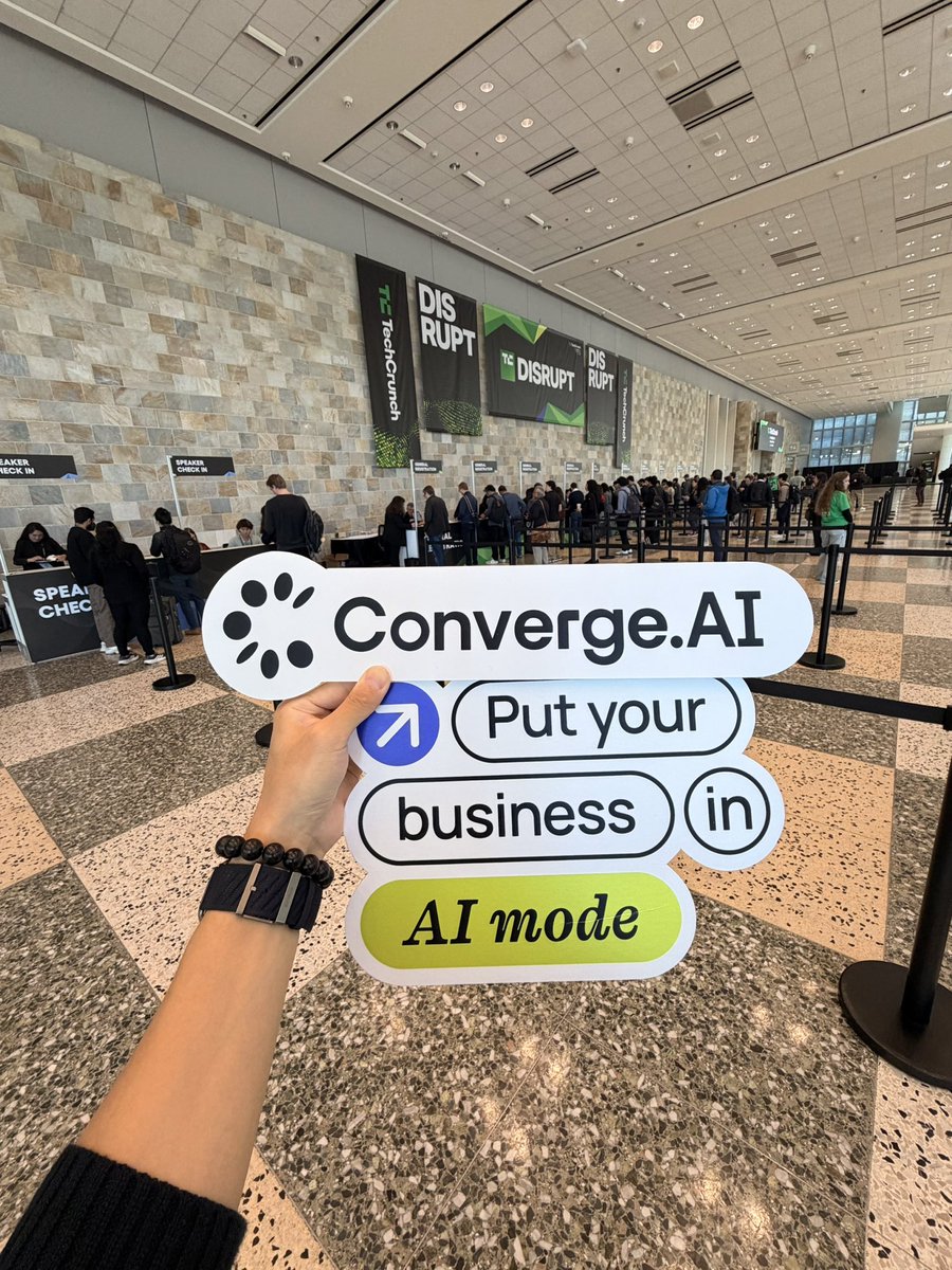 ConvergeAI_X's tweet photo. Day 1, let’s go! The whole https://t.co/0azAMALzb1 family is here—and yes, we turned every product logo into a sticker. Find us at Booth A12, follow us here, and grab a pack while they last. 👀

#TechCrunchDisrupt2026 #ConvergeAI https://t.co/K0FM8h7vEt