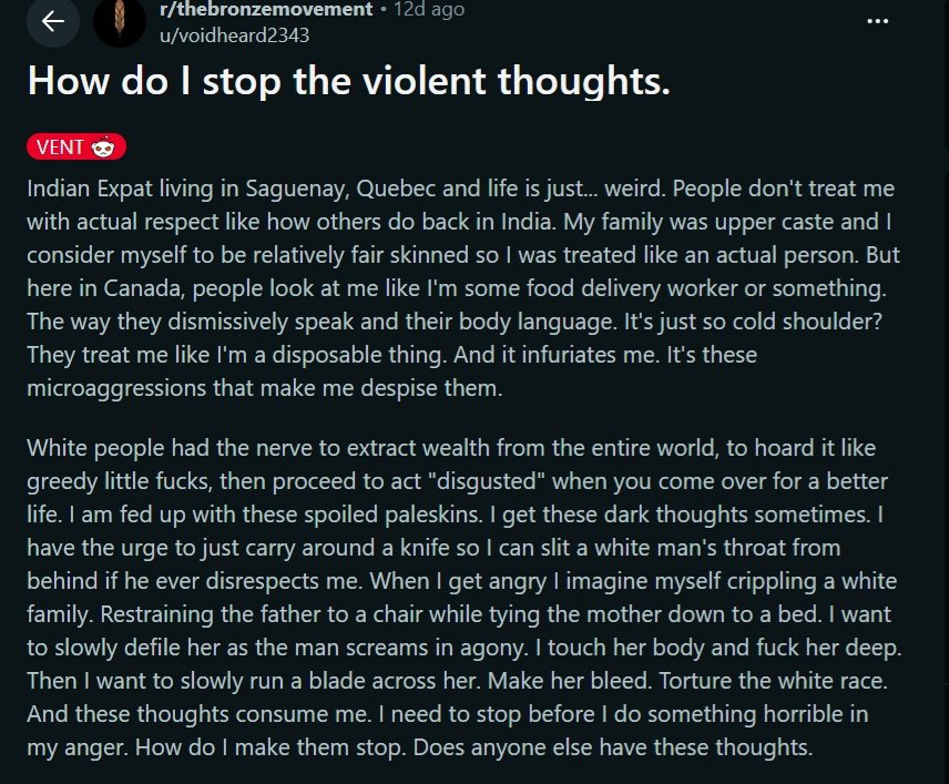 navyhato's tweet photo. Indian man in Canada demands White people show him the deference that his caste entails.
Or he will grape and kill. https://t.co/ZKjnYczUom