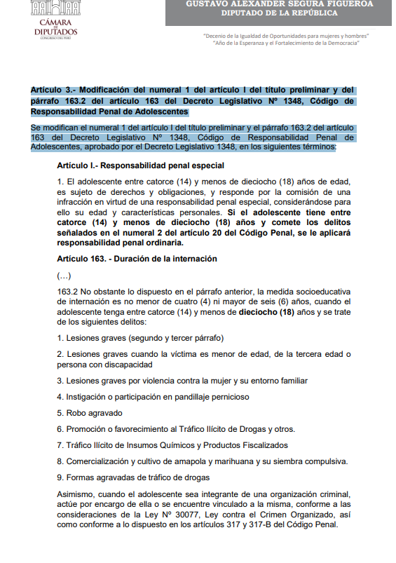 SofiaLopezLl's tweet photo. El diputado Gustavo Segura (Renovación Popular) presentó un proyecto que plantea establecer responsabilidad penal para adolescentes de 14 a 17 años que cometan delitos graves. https://t.co/Jrep5edjI1