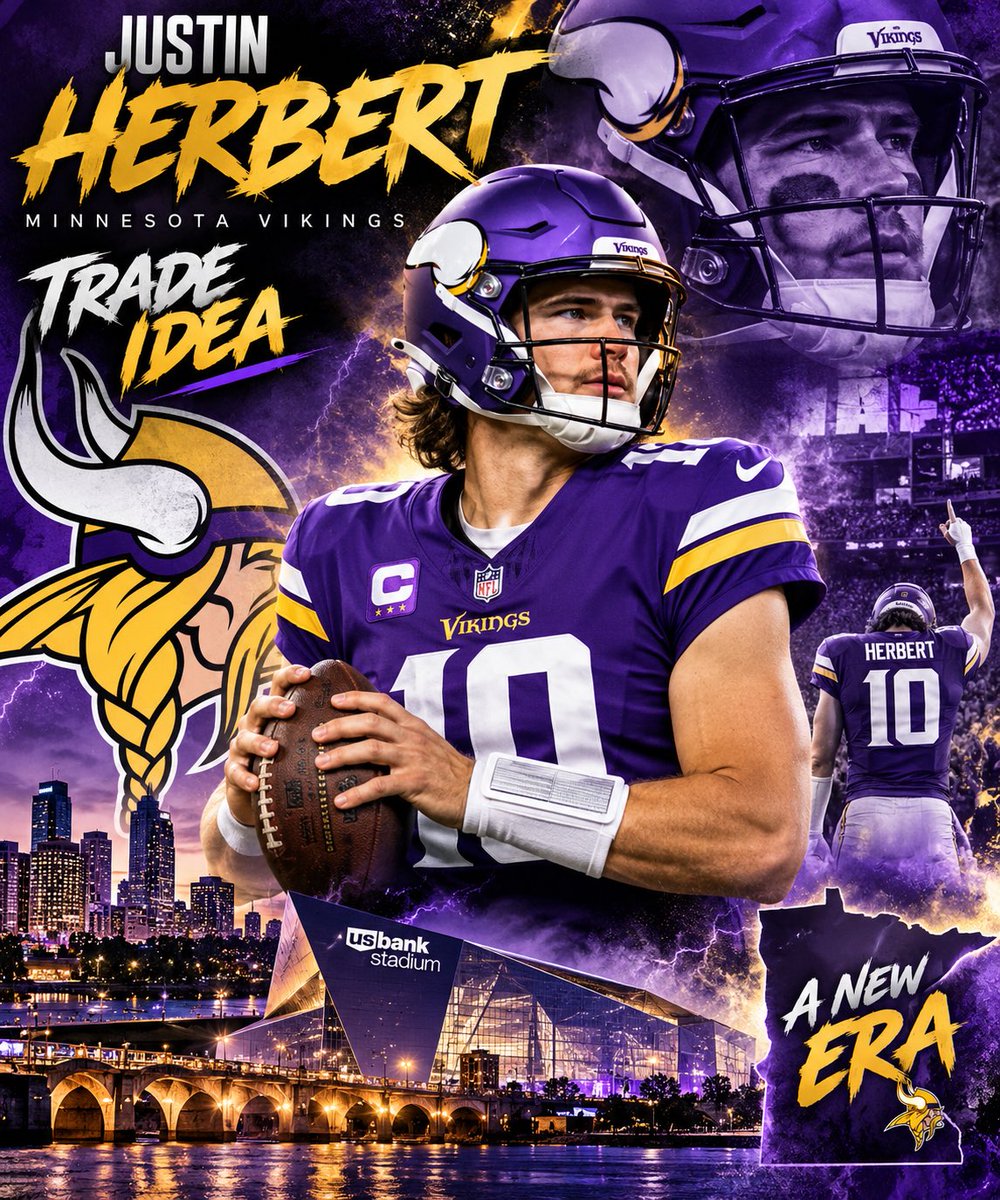 LocalFTBLGuy's tweet photo. 🚨 Trade Idea 👀

What if the Vikings traded for Justin Herbert? I actually love this idea. 

#NFL #TradeIdea #Minnesota #Vikings #SKOL https://t.co/vdLyx45CwI
