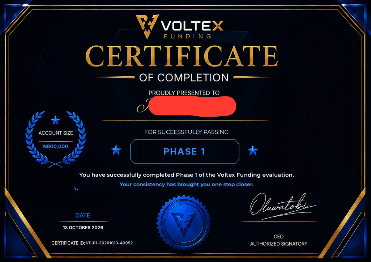 Sharpy__Tm's tweet photo. I'm on a streak 💫.
Bought a @VoltexFunding account yesterday and due to the seamless rules, I've been able to pass both challenges today and have gotten the funded account.
I'll update y'all on when i achieve the Profit Target and place a withdrawal.
#XAUUSD #Forex #PropTrading https://t.co/0uDf8O6l72