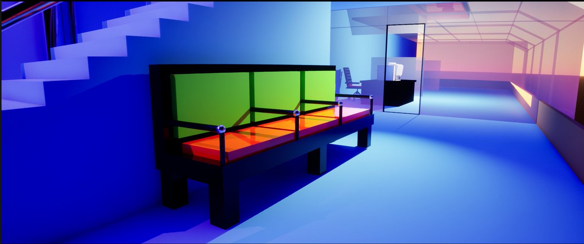 JesseFins's tweet photo. I stayed up last night trying out creating more detailed world items, even if slightly. The bench and chair can launch you to the platform above https://t.co/mM8d9641XH