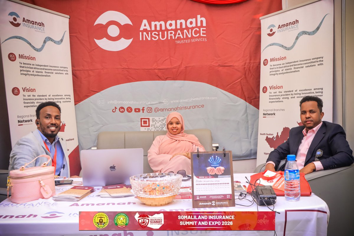 AmanahInsurance's tweet photo. Amanah Insurance oo ka qayb qaadanaysa maalinta labaad ee Shirweynaha iyo Bandhigga Caymiska Somaliland 2026.
#AmanahInsurance #SomalilandInsuranceSummit #InsuranceExpo2026 #Day2 #InsuranceSomaliland https://t.co/pOZdRHooUe