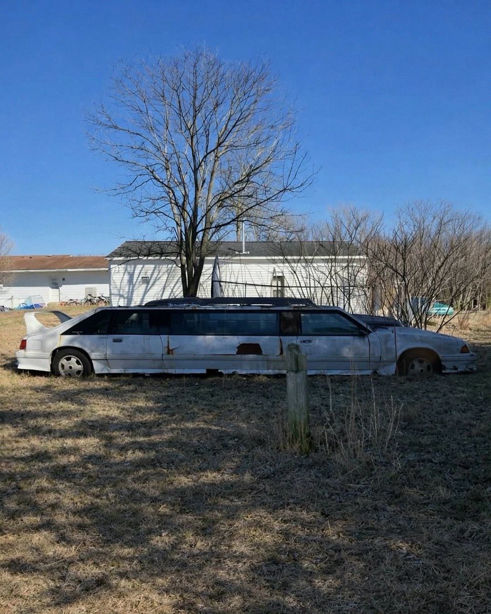 QuirkyRides's tweet photo. ABANDONED FOX-BODY MUSTANG LIMOUSINE FOUND. 👀  #Quirky #Ride https://t.co/me8SFEGz4x