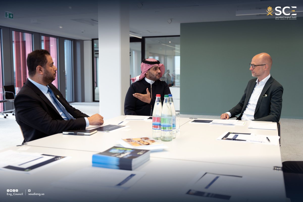 Eng_Council's tweet photo. #SaudiCouncilOfEngineers delegation, led by Secretary-General Musaad bin Abdullah Al-Otaibi, met with representatives of the German Association of Consulting Engineers (VBI) in Berlin to explore cooperation and exchange expertise in advancing consulting engineering practice and developing professional competencies.