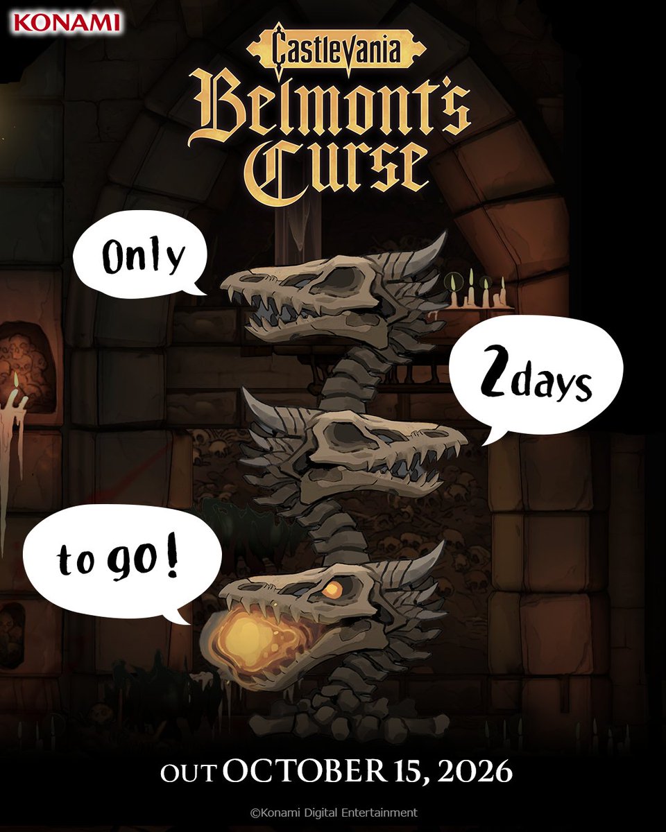 Konami's tweet photo. Castlevania: Belmont’s Curse

Only 2 days to go!

#Castlevania #CastlevaniaBC https://t.co/26dsYhu74w