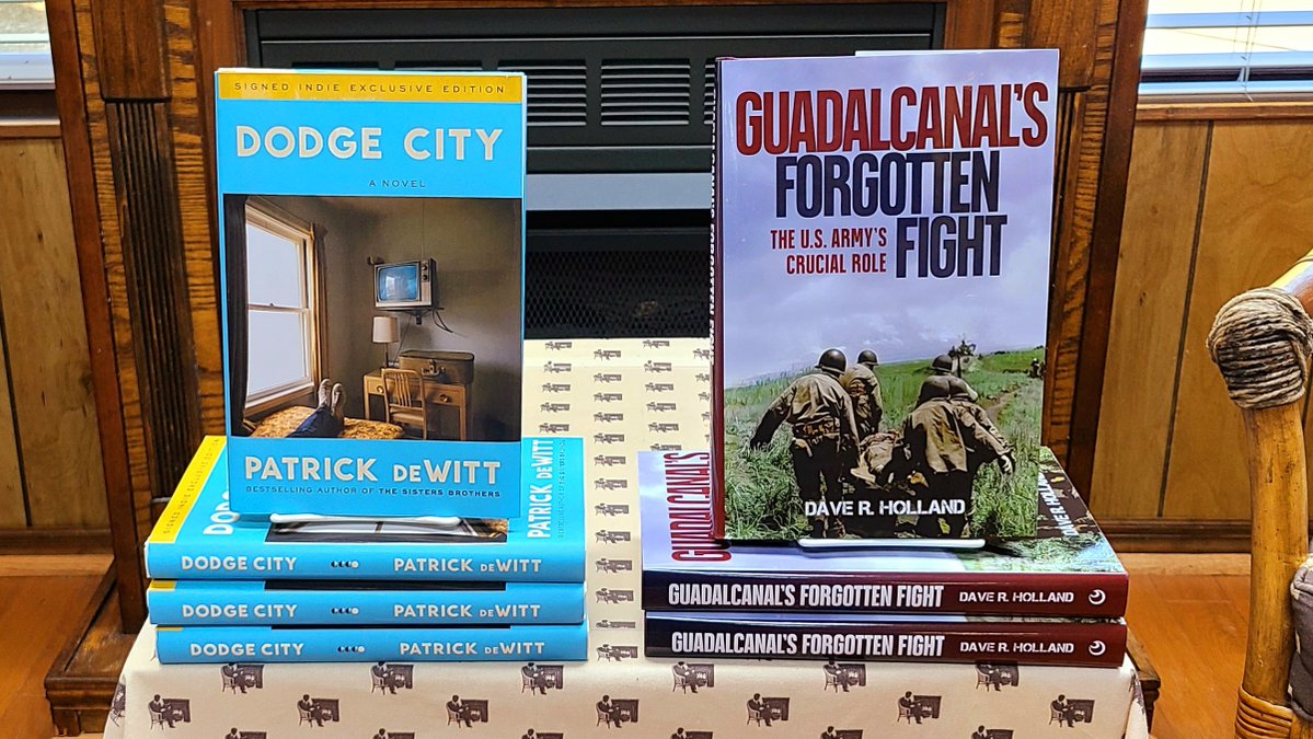 ALBooksmith's tweet photo. Just arrived: signed first editions of DODGE CITY by Patrick deWitt, as well as copies of GUADALCANAL'S FORGOTTEN FIGHT by Dave  R. Holland - complete with signed bookplate!

Both available on our website. https://t.co/UqL1rnOE7k