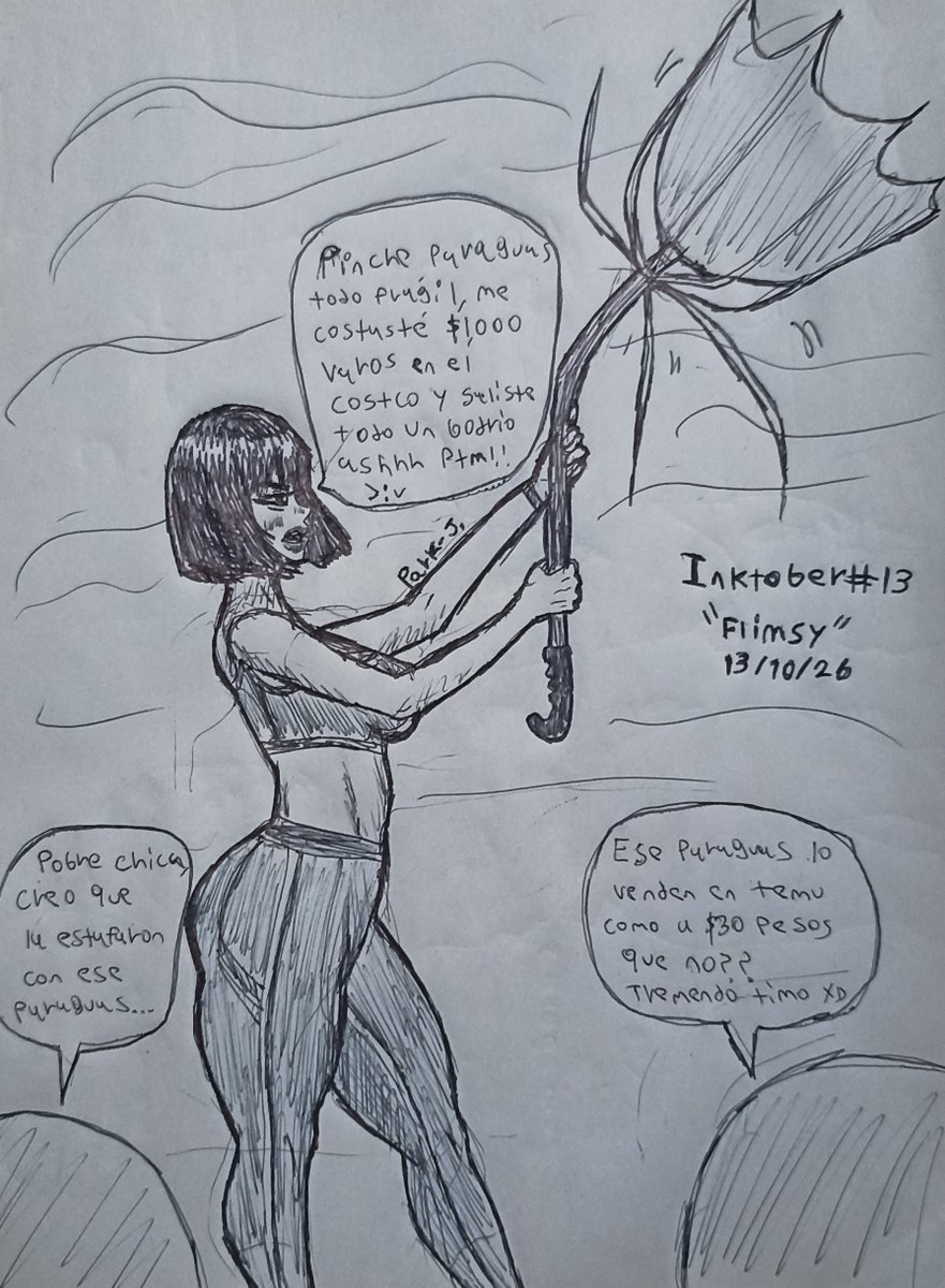 ParkJLemonade's tweet photo. Genuinamente no sabía que hacer (estaba haciendo el dibujo a las 4 am y me bloqueé), llegué a tal punto que le pregunté a Gemini por ideas para hacer y uno de los conceptos que me dió fue el de un paraguas y salió esto xd
#inktober #inktober2026 https://t.co/eeZcYEVZb1