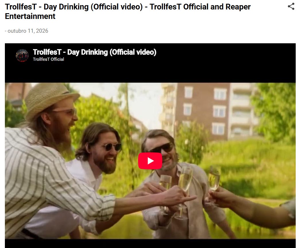 metalrockpunkns's tweet photo. TrollfesT - Day Drinking (Official video) - TrollfesT Official and Reaper Entertainment
https://t.co/hI37XUlMX6
#trollfest #trollfestmrpn https://t.co/pkTGehkZsE