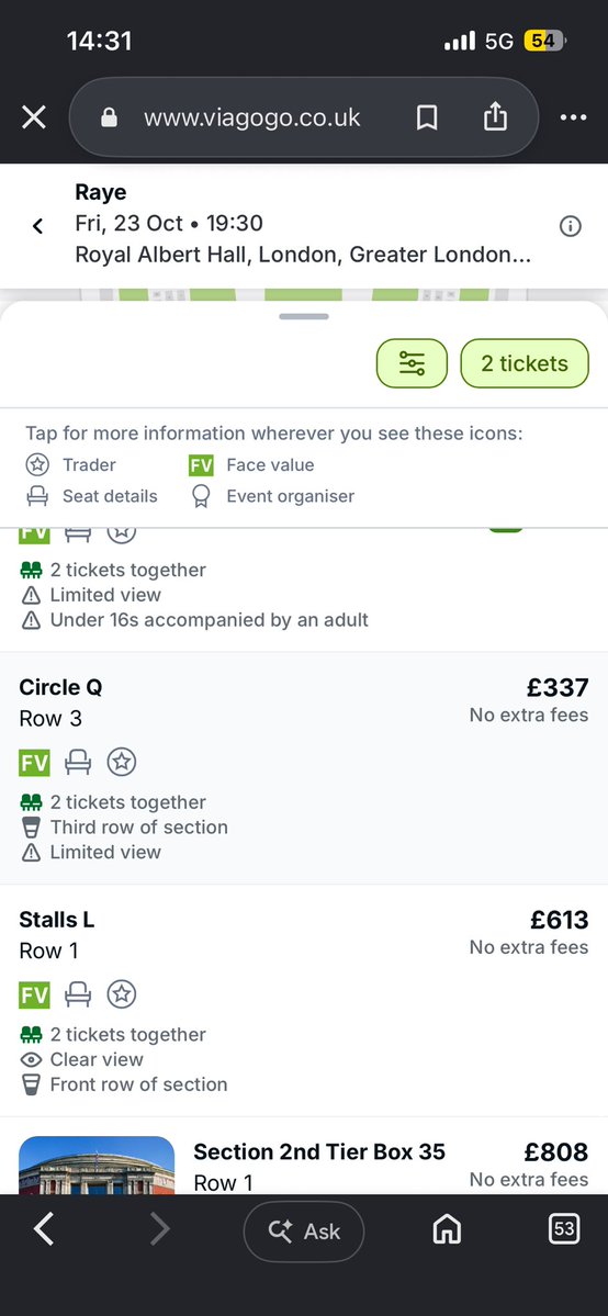 kaceyyyyyw's tweet photo. @raye this isn’t real fans getting tickets :( #raye #royalalberthall #rayeRAH @RoyalAlbertHall https://t.co/UwSvcwgAlY