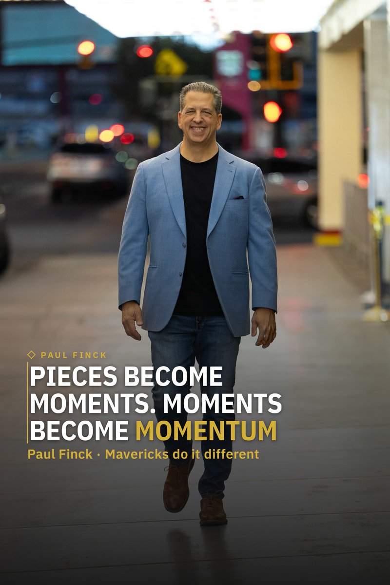 PaulFinckPro's tweet photo. Pieces become moments. Moments become momentum.

But only if you keep stacking when nobody's clapping. The walk to the meeting counts. The follow-up nobody asked for counts.

Moments aren't momentum. Stack the pieces.

#momentsarentmomentum #mavericksdoitdifferent https://t.co/EgbEEVJiYy