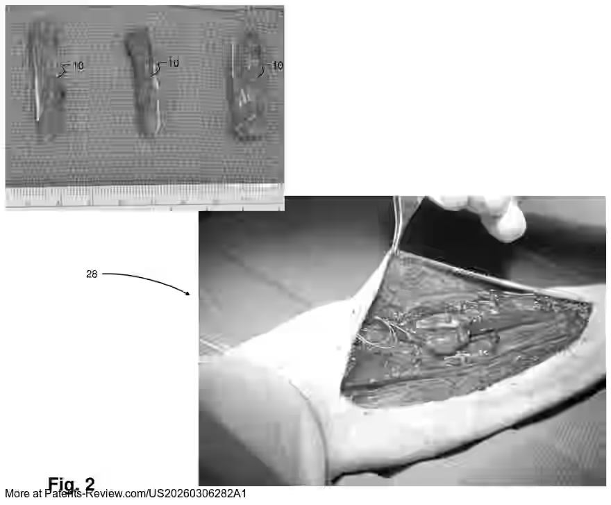 PatentPulse's tweet photo. A muscle cuff can capture nerve signals to control a prosthesis, while a separate skin graft delivers sensory feedback through stimulation.

University of Michigan patent application #US20260306282 #Prosthetics https://t.co/Z6oXIeLCop