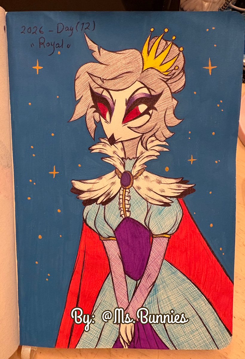 ms_Bunnies's tweet photo. #IMPtober day 12 royal 👑 
Once again another Octavia drawing, I thought about how now she is almost to succeed the goetia title after the last season events, the idea was that she’d have elements of Stolas and Stella in her design #inktober #helluvaboss #helluvabossoctavia https://t.co/Y7H4qMM1U9