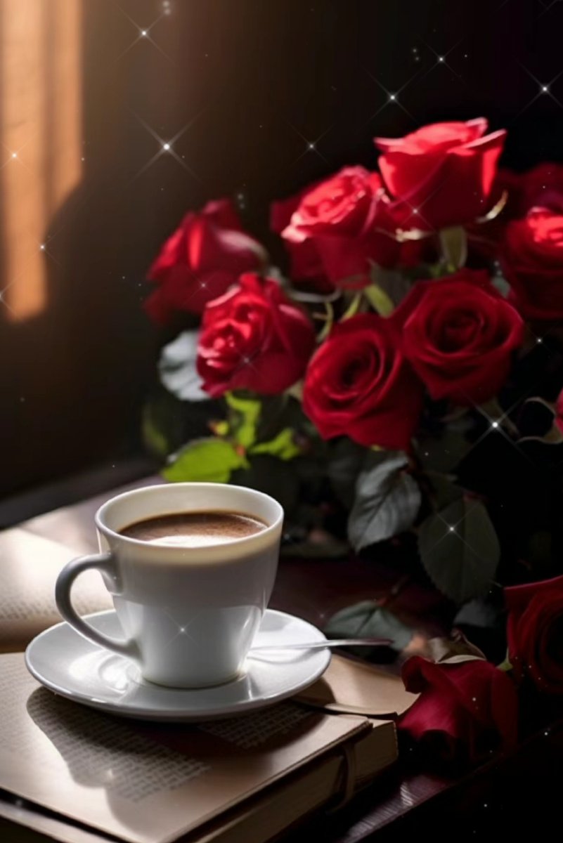 TrainQs_za's tweet photo. [今日は少しゆっくり、コーヒーと薔薇の香りに包まれた、ほっと一息の時間]， https://t.co/tet6flnRAY