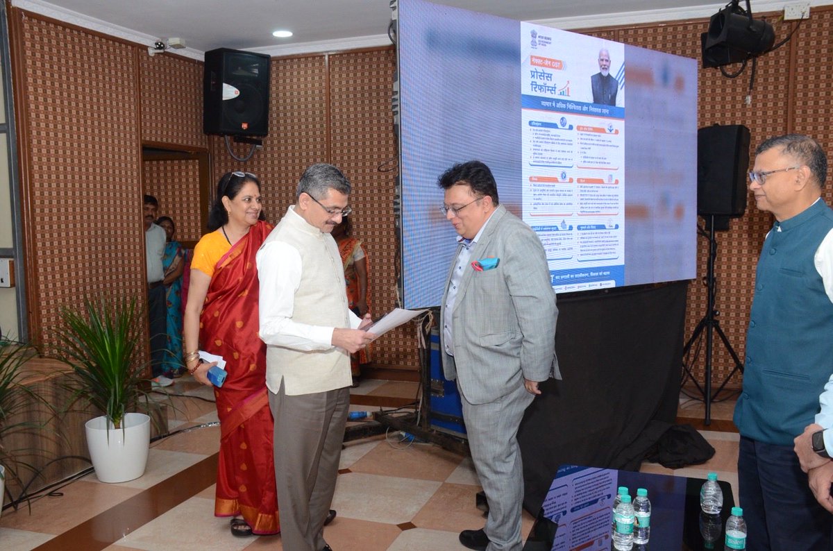 cbic_india's tweet photo. Shri Vivek Chaturvedi, Chairman CBIC & Shri Sanjay Mangal, Member (GST), CBIC interacted with Trade Associations and taxpayers in Bengaluru on 13.10.2026, regarding the path breaking reforms carried out  in the 57th meeting of the GST Council. Smt. Kajal Singh, Chief Commissioner of Central Tax, Bengaluru Zone and Shri. Vipul Bansal, Commissioner of Commercial Taxes Govt. of Karnataka, and Senior officials of Central and State GST administration were also present in the outreach. 

Around 250 representatives of trade and taxpayers actively participated in the session, welcomed the recommendations of the GST Council aimed at facilitating ease of doing business, and shared their views during the discussions.

Following the meeting with Trade, the Chairman and Member had an interactive session with officers of CBIC posted in Bengaluru Zone.
#57th_GST_Council