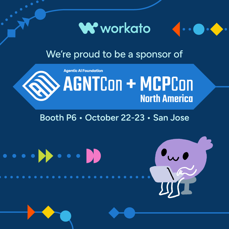 Workato's tweet photo. Building with AI agents or MCP 🤖? Join the community shaping agentic systems at @AgenticAIFdn's AGNTCon + MCPCon North America, October 22–23 in San Jose, for two days of technical talks and hands-on workshops.

Catch Workato on Oct 23:
🔹 Workshop: Break the Lethal Trifecta (10:55 AM–12:30 PM, 230A) with Zayne Turner and Chris Miller. Design access boundaries that agents can’t talk their way past.

🔹 Ship Your Most Powerful Agent: 7 Factors for Production Guarantees (2:20–2:45 PM, 210A) with Zayne Turner. Learn how to get capable agents into production, even under regulation.

Register with code OUTREACH25 to save 25%: https://t.co/p9qvpm81ch

#AGNTCon #MCPCon