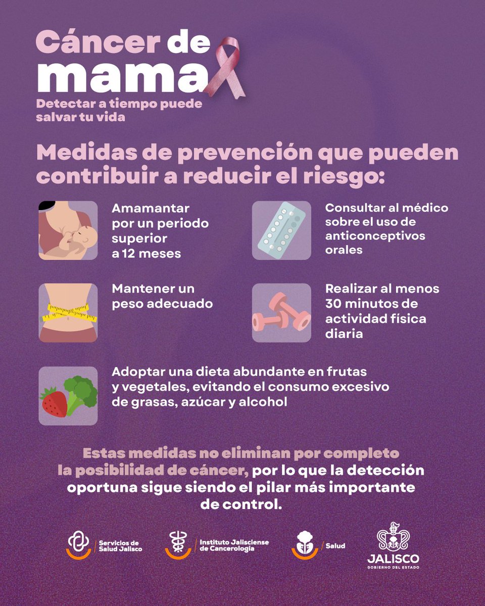 DIFJalisco's tweet photo. Adoptar hábitos saludables, mantener un peso adecuado, realizar actividad física y consultar al personal médico son acciones que pueden contribuir a reducir el riesgo de cáncer de mama.

¡Dedicarte tiempo también es una forma de amor propio! 💗

#OctubreRosa  #JuntosPorJalisco https://t.co/EGNtCKmVWA