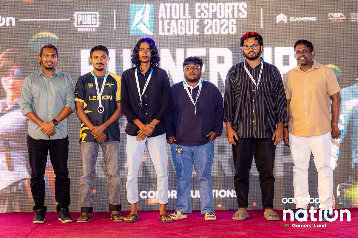 OoredooNationMv's tweet photo. Congratulations to SH. KOMANDOO UK NG on securing the 1st Runner-Up title at Atoll eSports League 2026! 🥈👏

An impressive run throughout the tournament! https://t.co/CtIthj87aZ