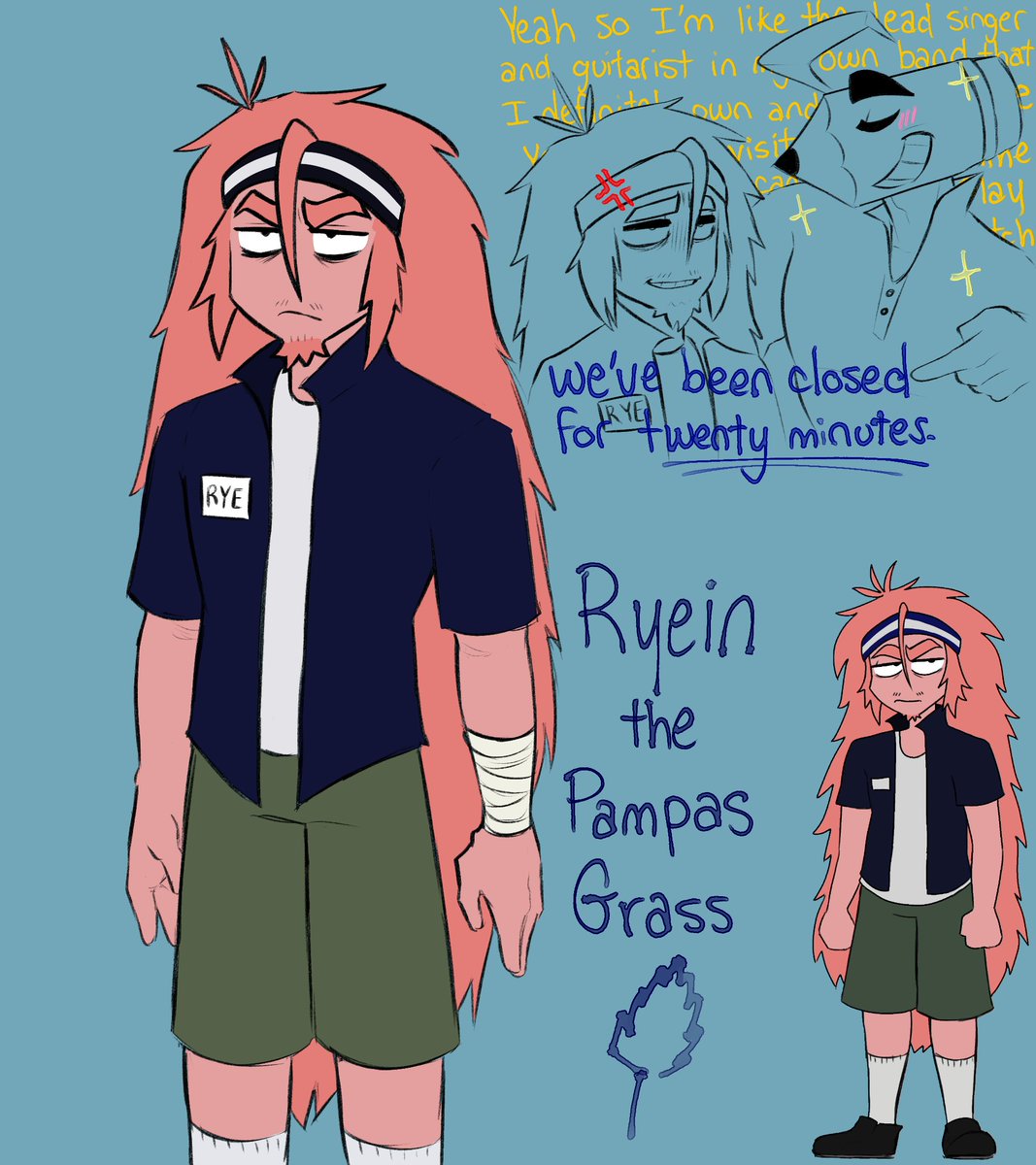 dv5t1n's tweet photo. 🌾 | Yoonie said "all Funhouse OCs are canon" so I decided to post my silly guy...

Ryein the Pampas Grass! A grumpy music shop worker who's tired of idiots (cough Scrawl) trying to impress him with instrument knowledge.

— More in comments!
#funhouseoc #funhouse #robloxoc #oc https://t.co/ljSEa3B43r
