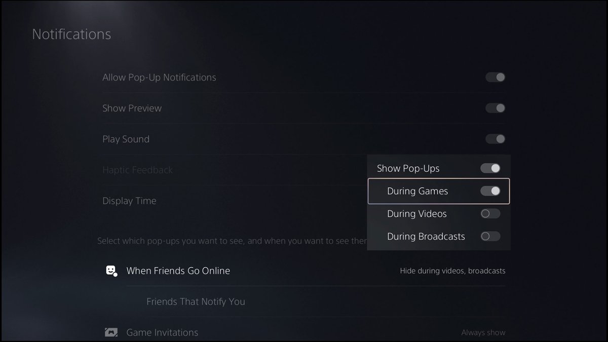 PS_Support_US's tweet photo. 🤔"I want to hide notifications from PlayStation when I'm gaming and change it back afterwards!"

Customize which pop-ups to display and when to see them from the [Notifications] setting on PS5!

💡How to manage notifications on PS5
https://t.co/go4dde1xwk https://t.co/PHoY006Z7w