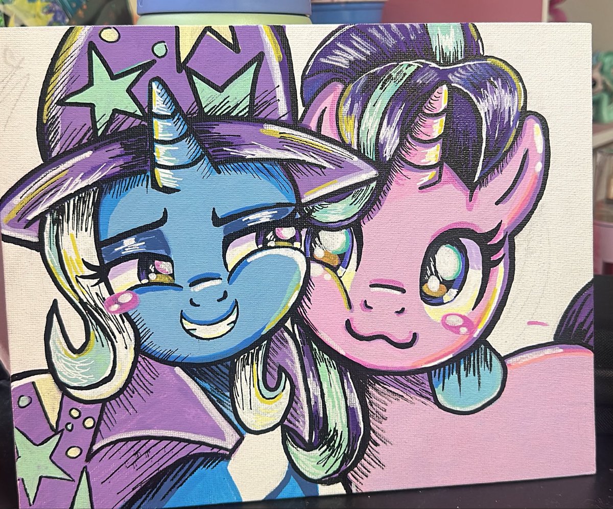 PonyvilleMuseum's tweet photo. Tuesday wip (im sorry im just obsessed with them) #startrix #mlp #starlightglimmer #trixielulamoon https://t.co/CItl1BAOj2