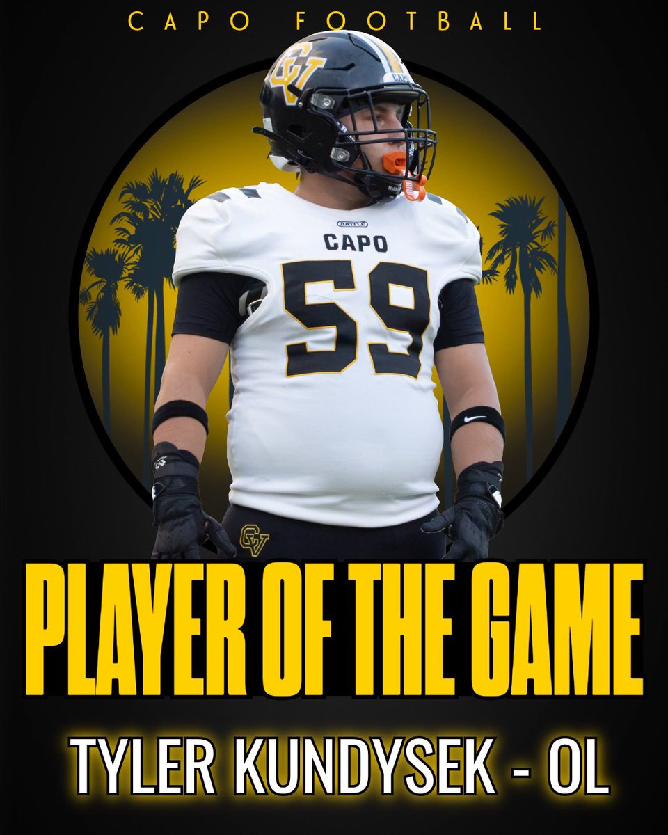 capofootball's tweet photo. Congrats to our Players of the Game vs Crean Lutheran - our Offensive Line!

Mateo Pineda
Jackson Zeppa
Marco Perakis
Eric Fischer
Tyler Kundysek 

178 yards passing - 1 TD
101 yards rushing - 2 TDs
NO SACKS! 

#WeAreCV 🐯🌴
#Team50 https://t.co/xfPOT1sE2s