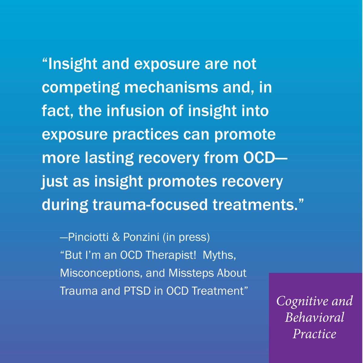 ABCTNOW's tweet photo. “But I’m an OCD Therapist!  Myths, Misconceptions, and Missteps About Trauma and PTSD in OCD Treatment”
Pinciotti &amp; Ponzini (in press)
https://t.co/QxgLp3TbzH https://t.co/Rs9BPGeB8s