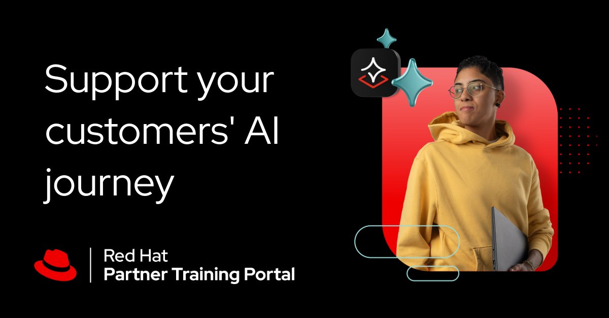 RedHatPartners's tweet photo. Ready to move AI projects from testing to production? Learn how to manage intelligence at scale with our course, Scale AI with the AI Factory Framework.   

Available at no cost for Red Hat partners. Enroll now: https://t.co/g74TbyAakY https://t.co/tmDCURCRRM