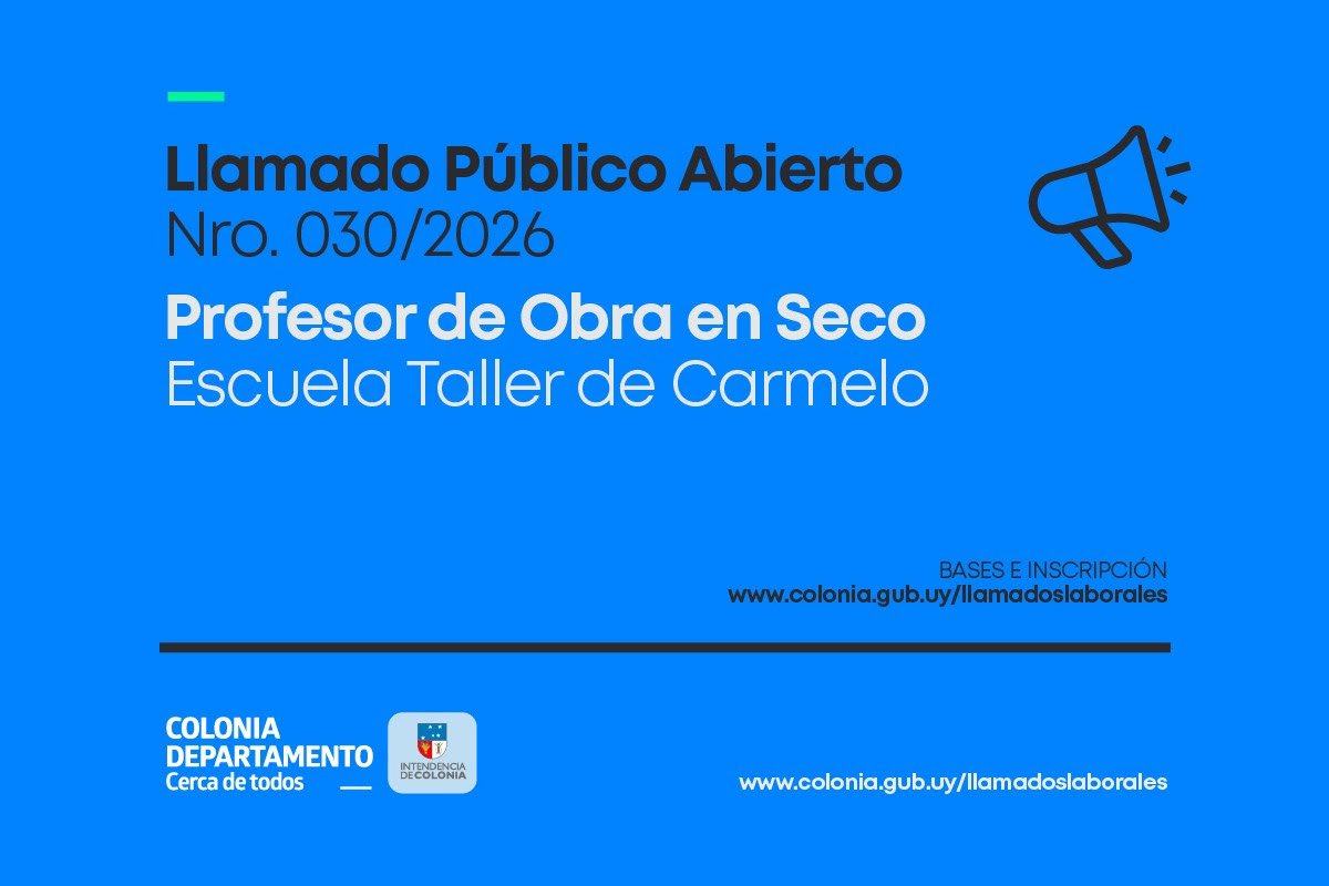 IntColonia's tweet photo. Se convoca a un llamado de méritos y antecedentes, a aspirantes para cubrir: 1 (un) cargo de Profesor de Construcción de Obra en Seco (yeso), a desempeñarse en la Escuela Taller de la ciudad de Carmelo. Ver más en https://t.co/UTKmanpAu0
#intendenciadecolonia https://t.co/822IaMnkRL