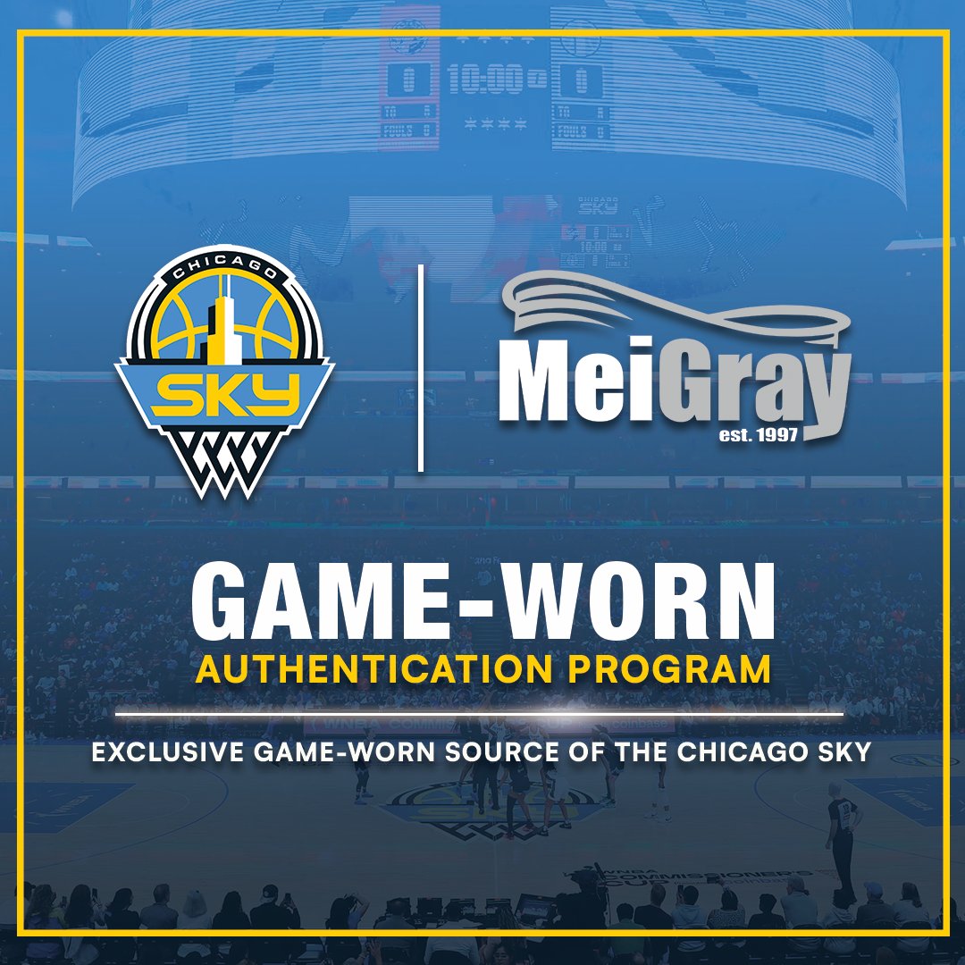 MeiGray's tweet photo. MEIGRAY 🤝 CHICAGO SKY

Today, the @chicagosky announced MeiGray as the Official and Exclusive Game-Worn Source of the franchise! The Chicago Sky-MeiGray partnership marks MeiGray's fourth WNBA partnership, giving collectors exclusive access to authentic game-worn jerseys, game-used equipment and other team memorabilia.

As part of the partnership, the Sky will provide MeiGray with game-worn jerseys and other team items to be offered for sale and auction through https://t.co/pxFg2et84Y. A portion of the Sky's proceeds will benefit the Chicago Sky Foundation, supporting women's leadership, youth development, education, and health and wellness initiatives.

Check https://t.co/pxFg2et84Y and follow us on social media for all the latest Chicago Sky-MeiGray partnership news! 🏀