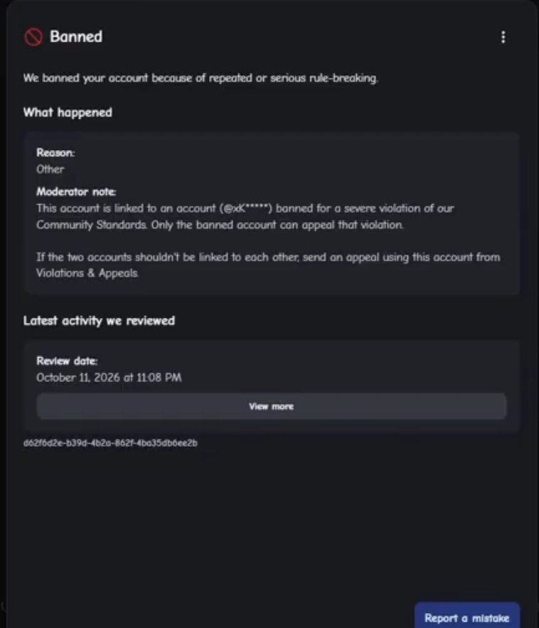 BFRCinos's tweet photo. I've lost an account worth 600-1K CAD all because of a flawed moderation system.

@Roblox please reinstate my account as this ban is extremely unfair. 

xKinqJordan Ban ID: 3EBPqm2bffLb8OV9Pug094WwLnH

imsochud1234 Ban ID: 3KZoWGRe4s4dL6rMdfOC8j0L9cZ 

#roblox #robloxban

(1/?) https://t.co/qxj87QzMML