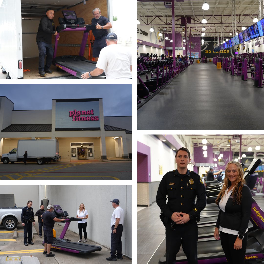 DallasPD's tweet photo. “The Dallas Police Department would like to express its sincere appreciation to Planet Fitness in Highland Village and its manager, Kimberly Cavender, as well as Regional Manager Jessica Guthrie and Regional Director Caleb Ortega, for their generous and substantial donation of exercise equipment.

This contribution will provide our officers with valuable resources to support their physical fitness, health, and overall well-being, helping them remain prepared to meet the demands of serving and protecting the Dallas community.

Thank you for your generosity and commitment to the health and well-being of our officers!”